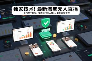 独家技术！最新淘宝无人直播：无违规不封号，矩阵操作日入1K+，长期稳定变现【揭秘】-资源云