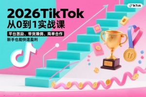 2026TikTok从0到1实战课，平台激励、带货賺佣、商单合作，新手也能快速盈利（3天直播课）-资源云