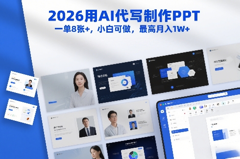 2026用AI代写制作PPT，一单8张+，小白可做，最高月入1W+-资源云