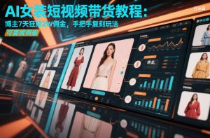 AI女装短视频带货教程：博主7天狂賺2W佣金，手把手复刻玩法，可直接照搬-资源云