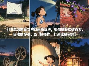 26年治愈系农村动画新玩法，播放量轻松破百万，日收益多张，0门槛操作，打造流量密码-资源云