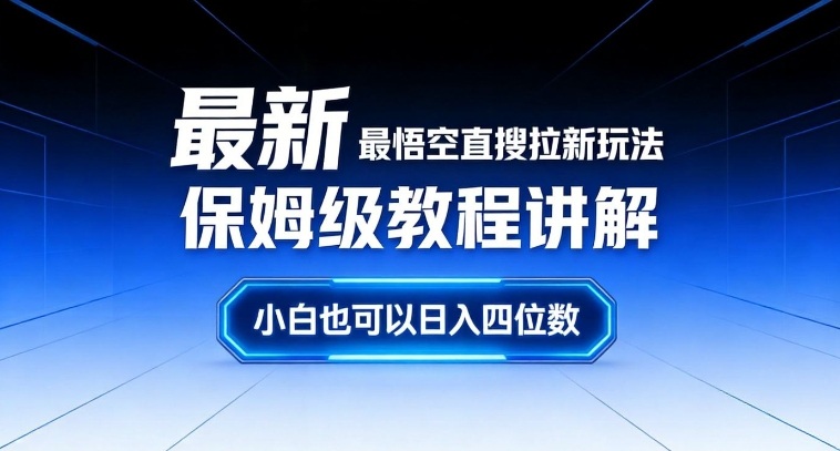 最新最悟空直搜拉新玩法保姆级教程讲解，小白也可以日入四位数-资源云