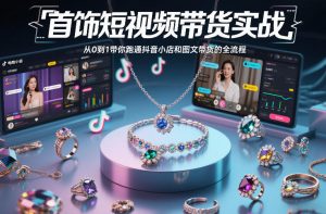 首饰短视频带货实战，从0到1带你跑通抖音小店和图文带货的全流程-资源云