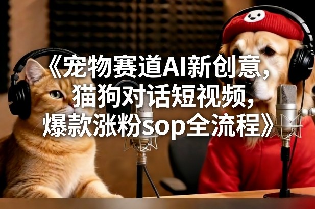 宠物赛道AI新创意，猫狗对话短视频，爆款涨粉sop全流程-资源云