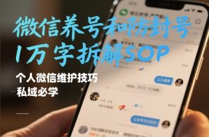 微信养号和防封号1万字拆解SOP，个人微信维护技巧，私域必学【文档】-资源云