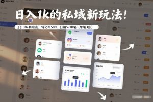 日入1k的私域新玩法:日引30+精准流,转化率50%,日销5-10笔(单笔3张)-资源云