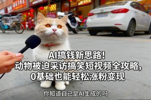 AI搞钱新思路!动物被迫采访搞笑短视频全攻略,0基础也能轻松涨粉变现-资源云
