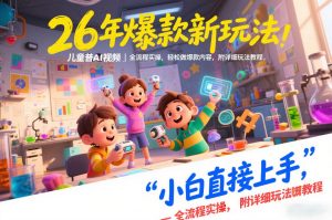 26年爆款新玩法,儿童科普AI视频,全流程实操,轻松做爆款内容,小白直接上手,附详细玩法教程-资源云