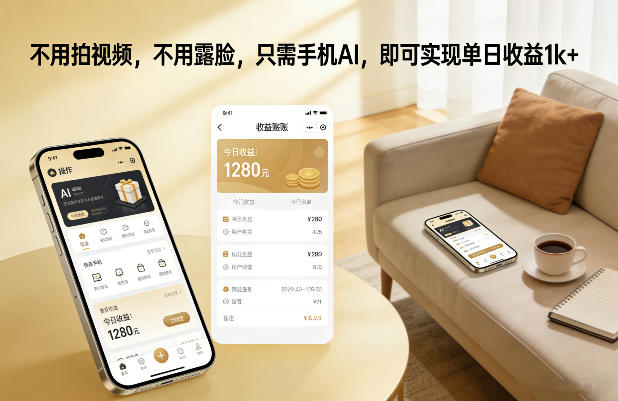 不用拍视频，不用露脸，只需手机AI，即可实现单日收益1k+【揭秘】-资源云