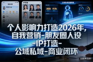 个人影响力打造2026年，自我营销-朋友圈人设-IP打造-公域私域-商业闭环-资源云