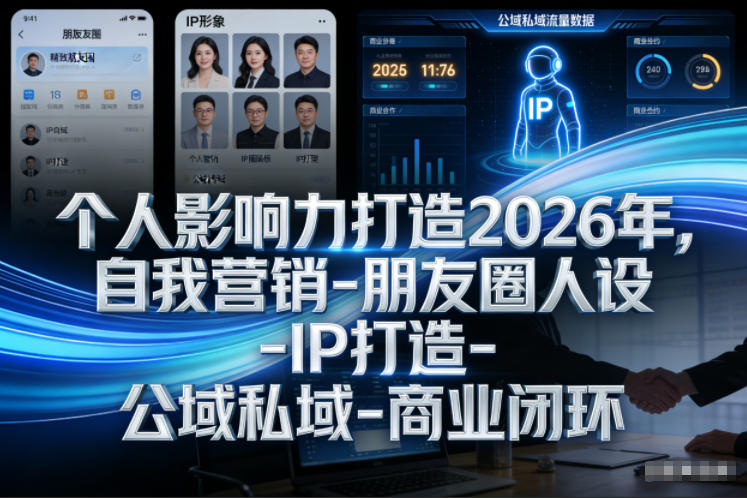个人影响力打造2026年，自我营销-朋友圈人设-IP打造-公域私域-商业闭环-资源云