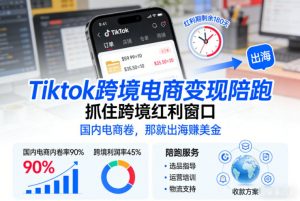 Tiktok跨境电商变现陪跑,抓住跨境红利窗口,国内电商卷,那就出海賺美金-资源云