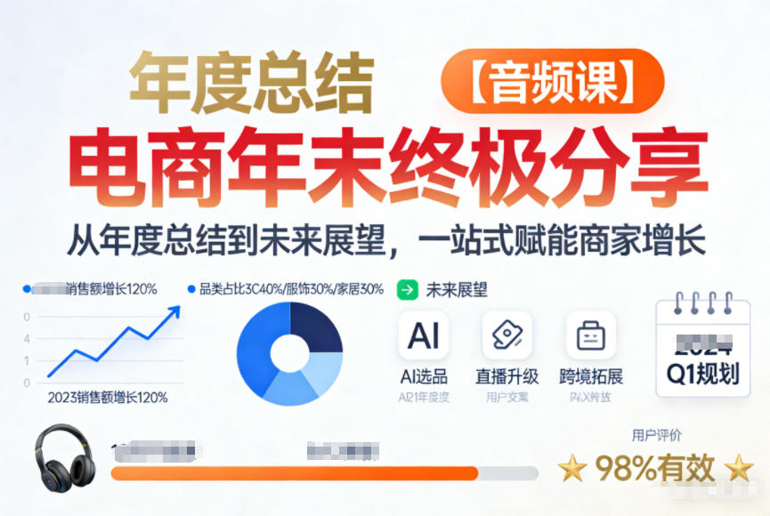 电商年未终极分享，从年度总结到未来展望，一站式赋能商家增长【音频课】-资源云