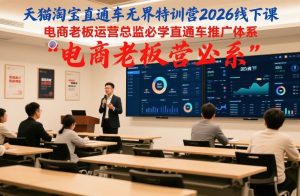 天猫淘宝直通车无界特训营2026线下课,电商老板运营总监必学直通车推广体系-资源云