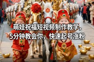 萌娃祝福短视频制作教学,5分钟教会你,快速起号涨粉-资源云