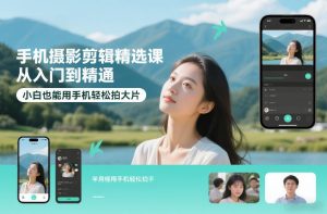 手机摄影剪辑精选课，从入门到精通，小白也能用手机轻松拍大片-资源云