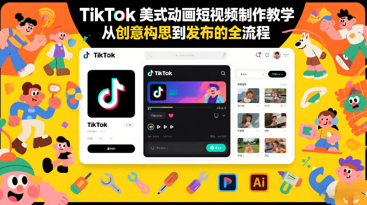 TikTok美式动画短视频制作教学，从创意构思到发布的全流程-资源云