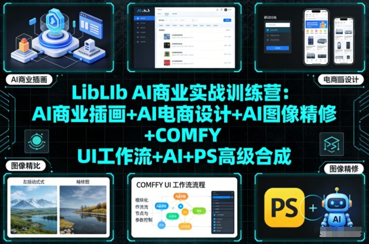 LibLIb AI商业实战训练营：AI商业插画+AI电商设计+AI图像精修+COMFY UI工作流+AI+PS高级合成-资源云