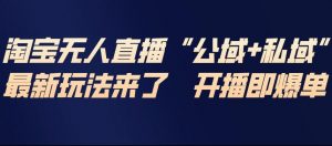淘宝无人直播完整教程，公试+私域，最新玩法来了，开播即爆单-资源云