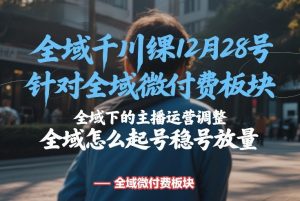 全域千川线下课12月28号，针对全域微付费板块，全域下的主播运营调整，全域怎么起号稳号放量-资源云