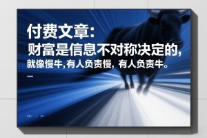 付费文章：财富是信息不对称决定的，就像慢牛，有人负责慢，有人负责牛-资源云
