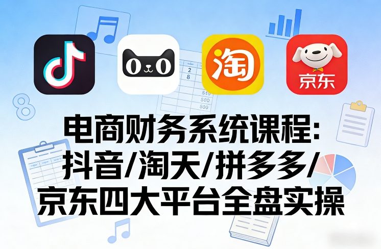 电商财务系统课程，覆盖抖音、淘天、拼多多、京东四大主流平台的全盘实操-资源云