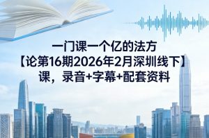 一门课一个亿的法方论第16期2026年2月深圳线下课,录音+字幕+配套资料-资源云