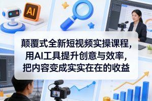 颠覆式全新短视频实操课程,用AI工具提升创意与效率,把内容变成实实在在的收益-资源云