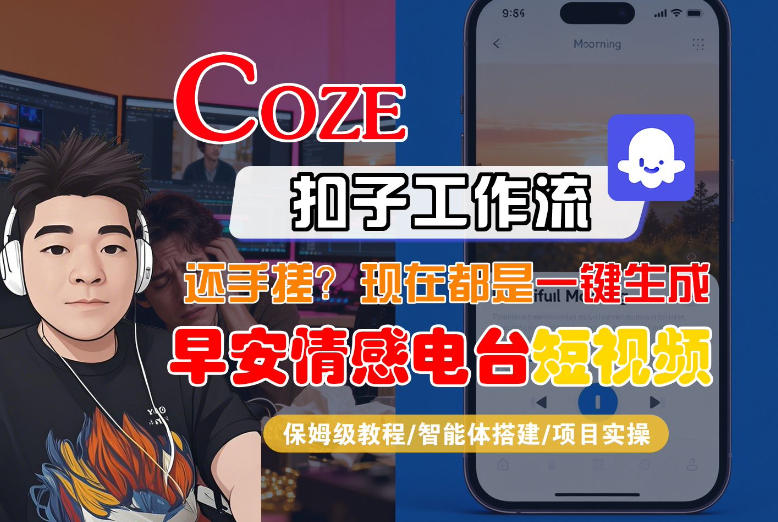 【Coze工作流搭建实操教程】【coze】早安情感电台日签视频还在手动做？用扣子工作流自动生成，省时90%-资源云