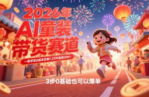 AI童装新春带货赛道，一部手机0成本狂销1.2万件喜提20W+，3步0基础也可以爆单-资源云