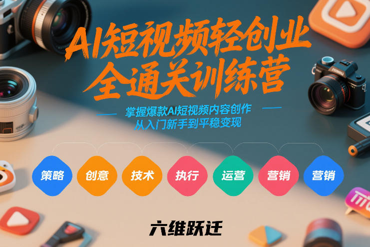AI短视频轻创业全通关训练营，掌握爆款AI短视频内容创作，从入门新手到平稳变现的六维跃迁-资源云