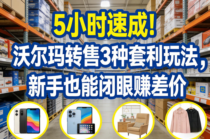 5小时速成！沃尔玛转售3种套利玩法，新手也能闭眼賺差价-资源云