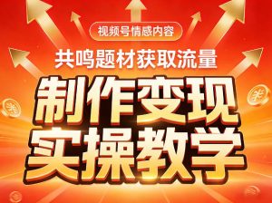 视频号情感内容，共鸣题材获取流量，制作变现实操教学-资源云