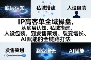 IP高客单全域操盘，从底层认知、私域搭建、人设包装，到发售策划、裂变增长、AI赋能的全链路打法-资源云