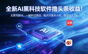全新AI黑科技软件撸头条收益！无需写指令，一键秒过原创，每天只需半小时，稳定日入3张【揭秘】-资源云