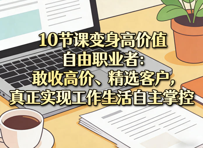 10节课变身高价值自由职业者：敢收高价、精选客户，真正实现工作生活自主掌控-资源云