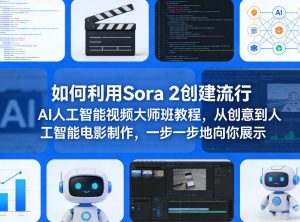 如何利用Sora 2创建流行AI人工智能视频大师班教程，从创意到人工智能电影制作，一步一步地向你展示-资源云