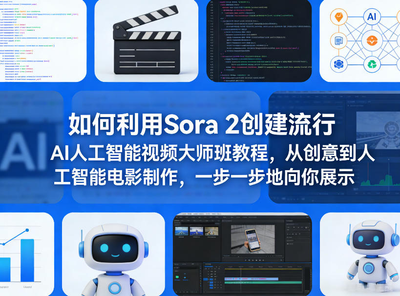 如何利用Sora 2创建流行AI人工智能视频大师班教程，从创意到人工智能电影制作，一步一步地向你展示-资源云