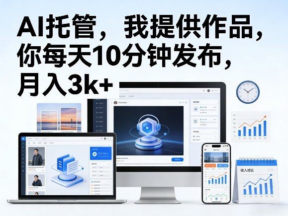公众号AI托管，我提供作品，你每天10分钟发布，月入3k+【揭秘】-资源云
