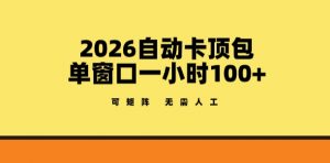 2026自动卡顶包玩法，单窗口一小时100+，可矩阵操作，无需人工【揭秘】-资源云