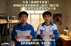 抖音【离谱数学答案】保姆级深度拆解教程，制作门槛巨低，每条内容都能轻松冲万赞，附详细步骤-资源云
