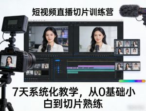 短视频直播切片训练营，7天系统化教学，从0基础小白到切片熟练-资源云