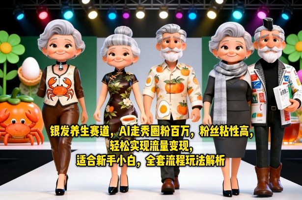 银发养生赛道，AI走秀圈粉百万，粉丝粘性高，轻松实现流量变现，适合新手小白，全套流程玩法解析-资源云