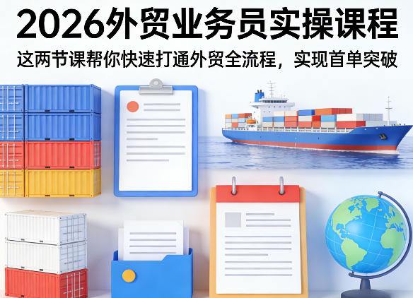 2026外贸业务员实操课程，这两节课帮你快速打通外贸全流程，实现首单突破-资源云