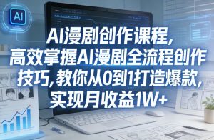 某社群AI漫剧创作课程,高效掌握AI漫剧全流程创作技巧,教你从0到1打造爆款,实现月收益1W+-资源云