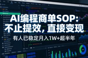 AI编程商单SOP,AI编程不能只给工作提效,还要直接变现,有人已经稳定月入1W+半年了-资源云