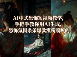 AI中式恐怖短视频教学，手把手教你用AI生成，恐怖氛围条条爆款涨粉嘎嘎的-资源云