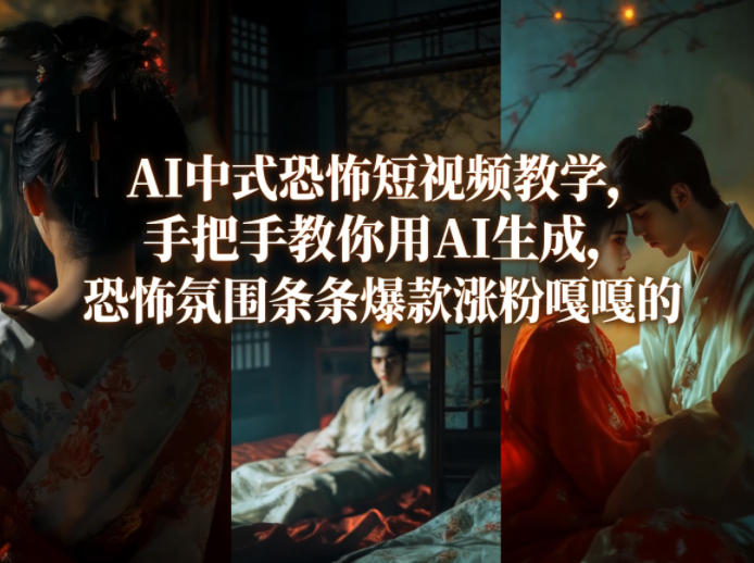 AI中式恐怖短视频教学，手把手教你用AI生成，恐怖氛围条条爆款涨粉嘎嘎的-资源云