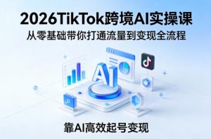 2026TikTok跨境AI实操课，从零基础带你打通流量到变现全流程，靠AI高效起号变现-资源云