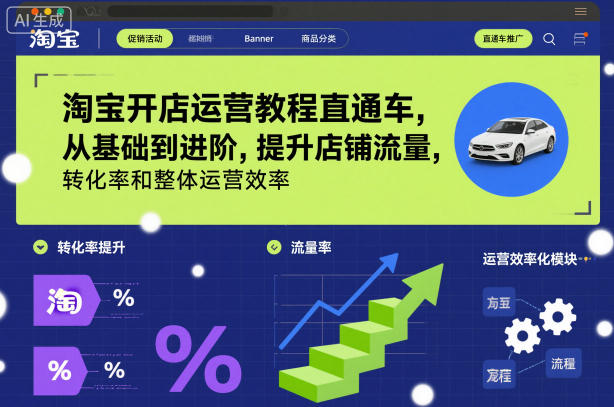 淘宝开店运营教程直通车，从基础到进阶，提升店铺流量，转化率和整体运营效率（更新26年3月）-资源云